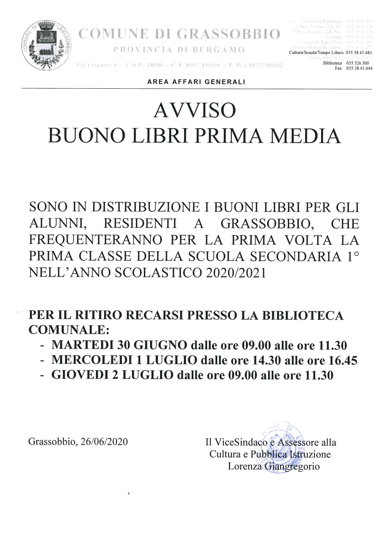 AVVISO BUONO LIBRI PRIMA MEDIA