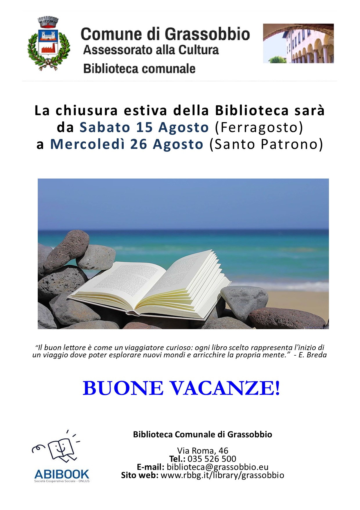 Chiusura estiva Biblioteca Comunale