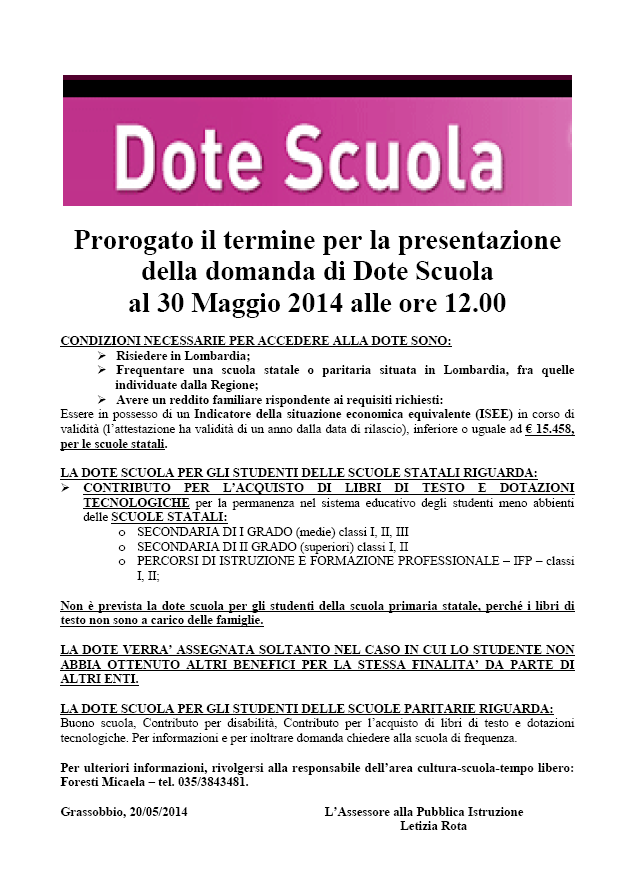 DOTE SCUOLA 2014/2015