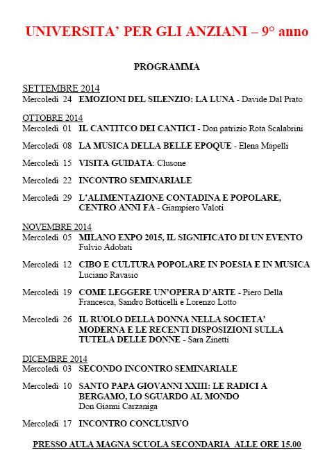 UNIVERSITA PER GLI ANZIANI UNIVERSITA' PER GLI ANZIANI